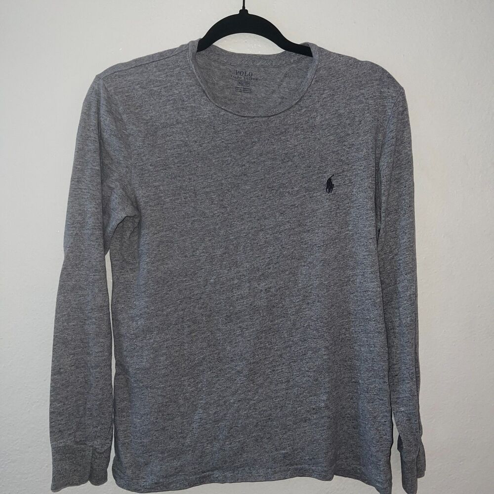 Polo Ralph Lauren Boys Polo Bear Shirt Gray Long Sleeve Size XS  Bear Logo